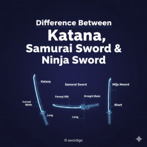 Katana sword vs samurai sword comparison Ninja sword straight blade design Traditional Japanese katana sword Samurai sword historical weapons