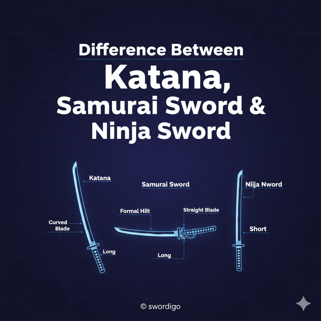 Katana sword vs samurai sword comparison Ninja sword straight blade design Traditional Japanese katana sword Samurai sword historical weapons