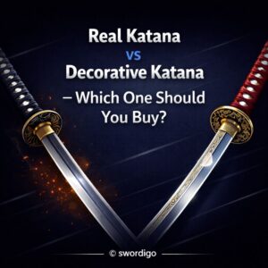 Real Katana vs decorative Katana comparison Battle ready Katana sword sharp blade Decorative Katana sword for display Japanese Katana sword full tang handle