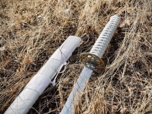 White Dragon Katana with engraving