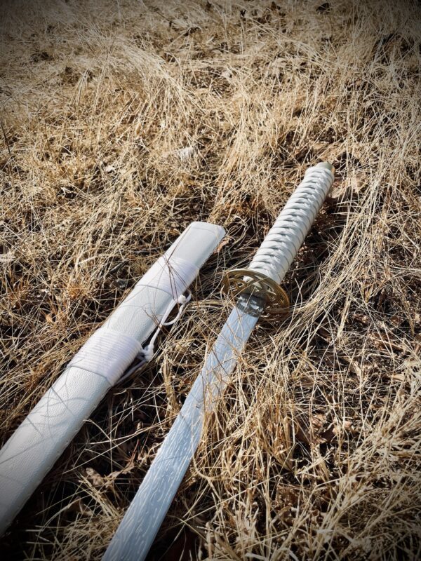 White Dragon Katana with engraving